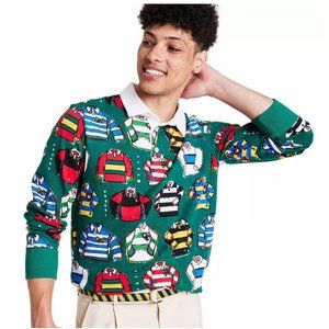 Men's Tiny Rugby All Over Print Collared Long Sleeve Rugby Shirt - Rowing Blazer